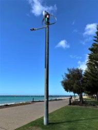 Wind turbine and solar panel on lamp, Australia
